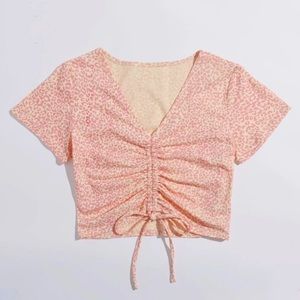 ROMWE pink leopard crop top